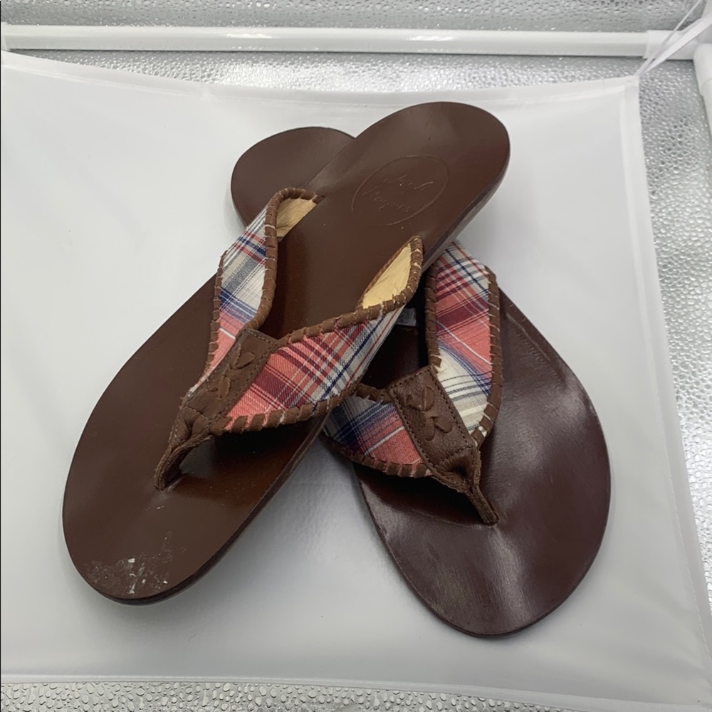 Jack Rogers Men’s size 8 Brown and Plaid Flip-Flops
